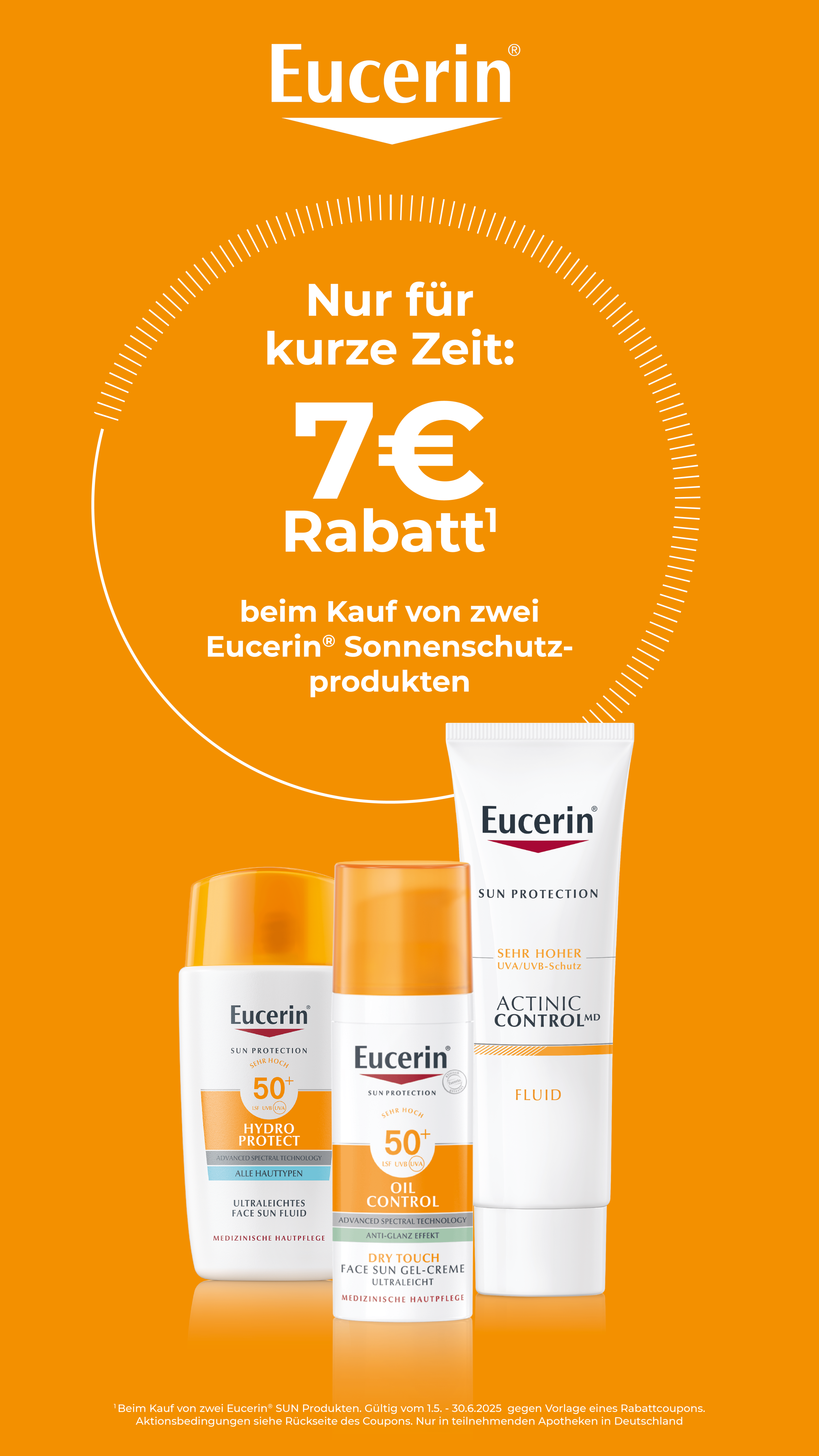 7 € Rabatt beim Kauf von 2 Eucerin Sonnenschutzprodukten